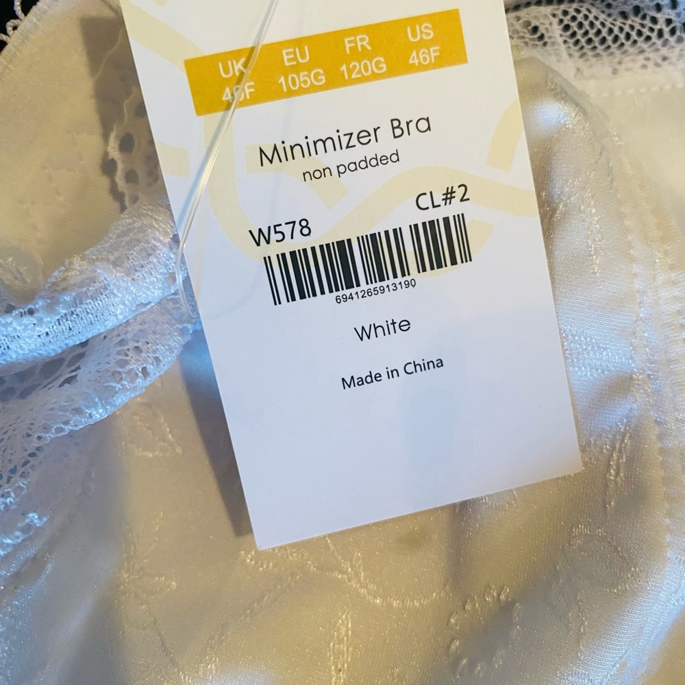 Delimira  bra women white minimizer bra sz# 46F NWT - Picture 6 of 11